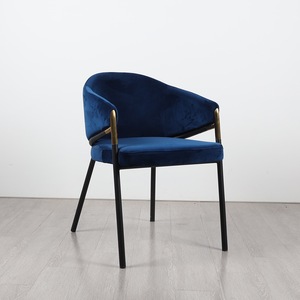 Luxury Hotel Restaurant Dinning Room <strong>Chairs</strong> Furniture Modern Arm Fabric <strong>Blue</strong> Velvet <strong>Dining</strong> <strong>Chair</strong> With Metal Legs Dinig <strong>Chair</strong> - Product Image 4