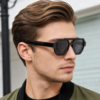 Lunettes de soleil 2025 tendance, monture PC légère à double pont polygonal, protection UV400, style géométrique classique, logo personnalisé