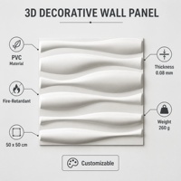 Panel Dinding PVC Anti Air 3D Ripple Tahan Api Mudah Dipasang untuk Latar Belakang Sofa, Custom Pabrik