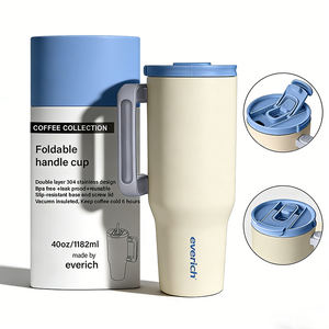 Botella de Agua Deportiva de Acero Inoxidable de Doble Pared de 40 oz, Diseño de Asa Plegable, Se Adapta a los Portavasos de Automóviles <span class=keywords><strong>para</strong></span> Mayor Comodidad en Viajes - Product Image 1