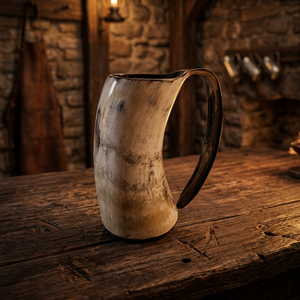Jarra de Cerveza Estilo Vikingo, Imitación Antigua Hecha a Mano, Ecológica, de Cuerno de Búfalo, Forma Natural, para Beber, Regalo de Boda - Product Image 1