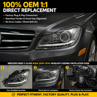 Ensemble de phares à LED pour Mercedes-Benz Classe C W204 2011-2014 12V 50W, mise à niveau des feux de jour