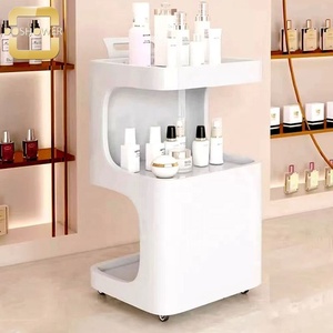 에스테틱 클리닉 우드 트롤리 카트 바퀴가있는 럭셔리 왁스 센터 카트 용 에스테틱 침대 트롤리 공장 - Product Image 1