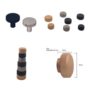 OEMカスタムサイズアルミマットブラック/陽極酸化ゴールドキャビネットノブモダンミニマリストローレット加工引き出しドレッサーハンドルキッチン寝室用 - Product Image 2