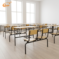 Ensemble bureau et chaise double moderne et économique avec 2 tiroirs, bureau d'étude réglable pour l'école, la salle de classe, le bureau à domicile