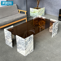 Luxus Royal Style moderne Acryl platte Couch tisch Tee tisch mit Calacatta Viola Marmor Bein für Wohnzimmer Villa Hotel Dekor