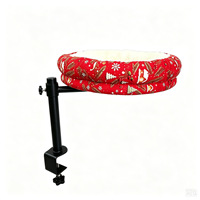 Lit pour chat suspendu à fixation latérale de table, rotatif, style Noël, en peluche, réglable en hauteur, surélevé