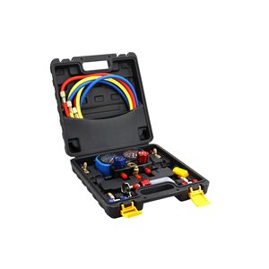 <b>Car</b> Air Conditioning Refrigerant Charging Kit R134a Dual Gauges Valves Flexible Hose Set For Vehicle HVAC <b>Repair</b> - Product Image 2