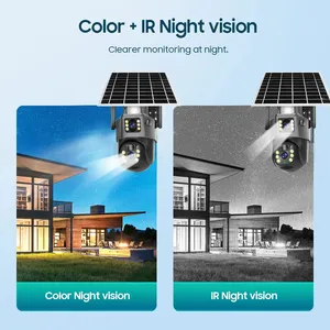 4k Solar Camera Outdoor Alarm Linkagedual Lens Ptz Humanoid Tracking 4g Sim Card Wireless Security Wifi Cctv Solar Camera 8mp