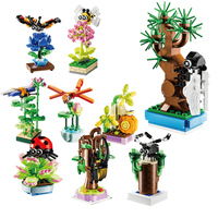 Ensemble de 9 modèles de blocs de construction miniatures d'insectes et de plantes, papillon, coccinelle, libellule, pour enfants, jouet éducatif STEM, cadeau