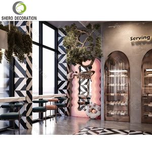 Aménagement intérieur de boulangerie haut de gamme, mobilier de boulangerie sur mesure, comptoir de bar en marbre de luxe pour la décoration de boulangerie. - Product Image 5