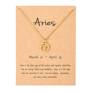I nuovi migliori auguri in acciaio inox simbolo zodiacale astrologia <span class=keywords><strong>oroscopo</strong></span> stella gioielli placcato oro segno zodiacale collana pendente con carta - Product Image 5