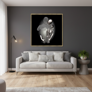 Printed <b>Canvas</b> Artwork: Modern Love Heart Decor - Silver Couple,GOLD <b>FRAMED</b> <b>CANVAS</b> - Product Image 3