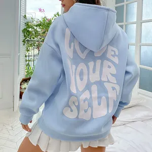 Wholesale Heavyweight French Terry Cotton Cropped Essentials Puff Printing Hoodie Oversized Custom Manufacturers Women's Hoodies