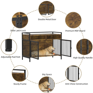 Özel köpek kafesleri Metal Kennels ahşap köpek kafesi mobilya kapalı çift kapı masa <span class=keywords><strong>Pet</strong></span> kafesleri büyük köpekler için - Product Image 4