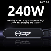 Kabel Pengisian Daya USB C dengan Logo LED Kustom untuk Hadiah Promosi, Souvenir Perusahaan, Merek OEM, Kabel Pengisian Cepat