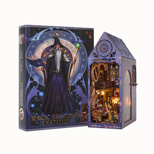 IIECREATE Kit DIY Magic Book Nook, Puzzle <span class=keywords><strong>en</strong></span> <span class=keywords><strong>bois</strong></span> 3D série Purple Dark pour maison de poupée, modèle miniature, vente <span class=keywords><strong>en</strong></span> gros - Product Image 6