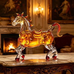 Botella de <span class=keywords><strong>Vodka</strong></span> y Whisky de Vidrio Borosilicato de 1 Litro con Forma de Caballo, con Tapón de Corcho y Calcomanía con Logotipo Personalizado - Product Image 1