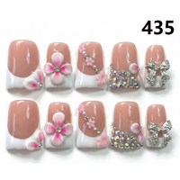 Faux Ongles Press-On Faits Main 661-665 Couleurs Fleurs Canard, 10 Pièces, Styles de Design Uniques pour Doigts