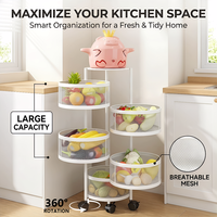 Chariot de rangement rotatif en acier à 4 niveaux, durable, pour légumes et fruits, multifonctionnel, pour cuisine
