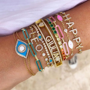 Brazalete de Cadena de Eslabones Abiertos Chapado en Oro, Color Caramelo, para Mujer - Product Image 2