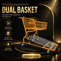 Chariot à plateforme à quatre roues en acier robuste DIKA DK-CT7, structure en maille, roues en PU de 5 pouces, pour intérieur/extérieur