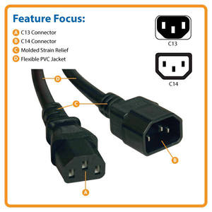 3pin สีดำ3.3ฟุตปลั๊กเสียบผนัง3ง่าม AC <span class=keywords><strong>2</strong></span> x IEC ตัวแยกสายไฟต่อ C13ปลั๊กกลางแจ้งสำหรับทีวี - Product Image 4