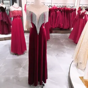 Vestido de noiva com decote em v, sexy, com miçangas, cristal, borlas, vestido longo de noite, 2020, vinho, vermelho, sexu, costas abertas, vestido de noite