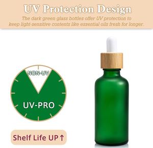 5ml-100ml Frosted Green/Blue/Amber/Clear Glass <b>Dropper</b> <b>Bottles</b> Bamboo Lids for Essential Oil Skin Care Serum Cream Eye Drop - Product Image 3