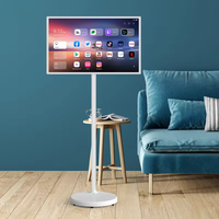 Soporte Móvil para TV LED HDTV de 32 Pulgadas con Ruedas, Smart TV Portátil para Fiestas, Educación, Deportes, HD1080, Sistema Android, Blanco
