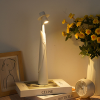 Lampe de table LED à pied haut en ABS, rechargeable par USB, à intensité variable, avec contrôle tactile, idéale pour chambre à coucher et chambre d'enfant