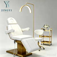 Lit de beauté électrique sur mesure pour salon, réglable, pour soins du visage et spa, fauteuil inclinable en acier inoxydable doré, 3 moteurs