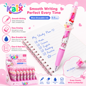 Stylo gel effaçable à la chaleur KAIX Cute Cat, logo personnalisé en gros, encre bleue 0,5 mm, ensembles <span class=keywords><strong>de</strong></span> stylos gel à friction pour la prise <span class=keywords><strong>de</strong></span> notes en classe - Product Image 4