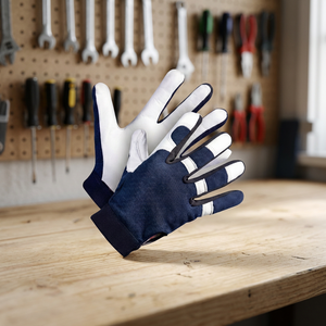 Gants de travail antidérapants en PU lisse avec poignet élastique, gants de sécurité polyvalents sans latex ni silicone, couleur bleu et blanc - Product Image 2