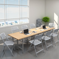 Ensemble Chaise et Table de Conférence Pliante pour Bureau, Cadre en Fer, Design Moderne Minimaliste, Empilable, pour Écriture et Domicile
