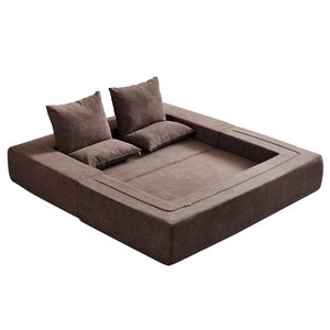 थोक इनडोर घर फर्नीचर लिविंग रूम उच्च घनत्व स्पंज वैक्यूम पैक भूरे रंग के आधुनिक संकुचित स्लीपर सोफा बिस्तर - Product Image 1