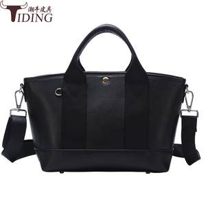 กระเป๋าโท้ทหนังแท้สำหรับผู้หญิง Tiding สีดำ ความจุขนาดใหญ่ พร้อมตัวล็อคแม่เหล็ก กระเป๋าสะพายไหล่ลำลอง ฤดูใบไม้ผลิ 2024 - Product Image 3