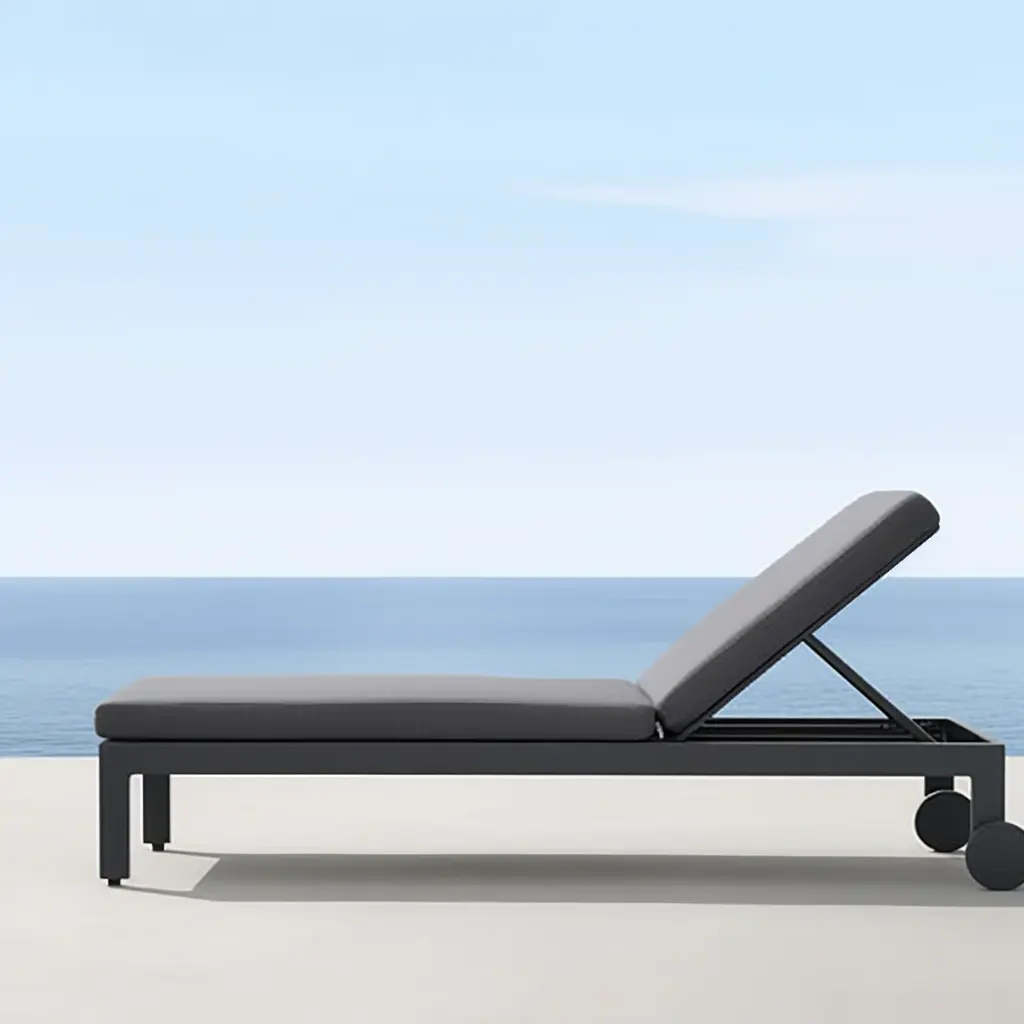 Nouveau design chaise longue piscine chaises en aluminium lit de plage chaises longues d'extérieur en métal avec roues