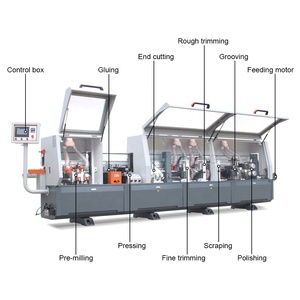 Machine à plaquer les chants avec pré-fraisage et rainurage pour machine à bois de traitement de meubles de type panneau de mélamine - Product Image 3