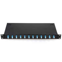 19 Inch 1U SC/FC/LC/ST 12 Port 24 Core Bingkai Distribusi Optik Panel Patch Fiber Optik (ODF) Rakit untuk FTTH