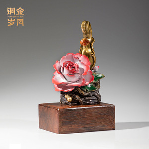 <b>Copper</b> And Gold Years Flower Bloom Wealth <b>Copper</b> Decorative Object For Home Decoration <b>Table</b> Display - Product Image 5