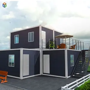 Luxury two rooms mobile modular customized 2 story portable villa with bathroom flat pack prefab container house with roof space