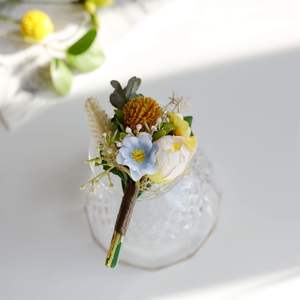 Stile foresta stile coreano rosa artificiale Boutonniere per lo sposo nuziale Groomsman VIP cerimonia evento decorazione del giorno del ringraziamento - Product Image 4