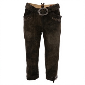 <b>Womens</b> Bavarian <b>Under</b>-Knee Suede Leather Lederhosen Outfit Oktoberfest Party <b>Shorts</b> Formal Straight Canvas Dark Wash Breathable - Product Image 1