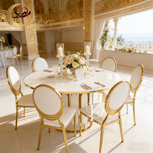 โต๊ะรับประทานอาหารสแตนเลสสตีลสีทองหรูหราทันสมัยสำหรับงานแต่งงานและงานอีเว้นท์ - Product Image 3