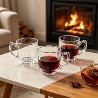 Heldere kleine glazen koffiemok met mini-handvat, espresso shot glaasje voor sake, soju proeverij, café service en op maat gemaakte cadeaus