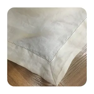 Lüks keten hemstitched masa örtüsü yıkanmış % 100% saf keten keten masa örtüsü hemstitch masa örtüleri