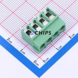 DB302-5.0-4P-GN-S Screw Terminal Block Through hole Component (THT),P=5mm Connector 1x4P 5mm Green Through Hole - Product Image 1