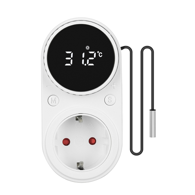 Digital Display Countdown Intelligent Programmable Thermostat Leakage Protector AC Socket for Heating Pad