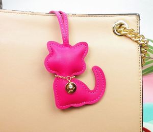 Cute Cartoon Cat Keychain Multi-Color PU Leather Bag Charm Fashion Car <b>Key</b> <b>Ring</b> Luggage Hanger Gift for Women & Girls Wholesale - Product Image 4
